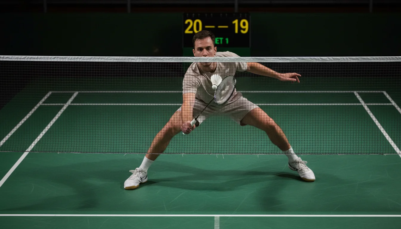 Tableau de score serré lors d'un match de badminton