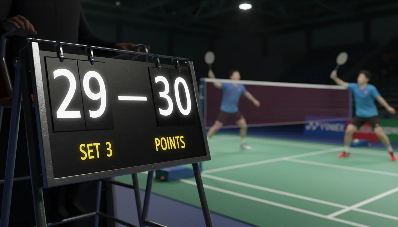 Tableau de score de badminton avec totaux de points élevés