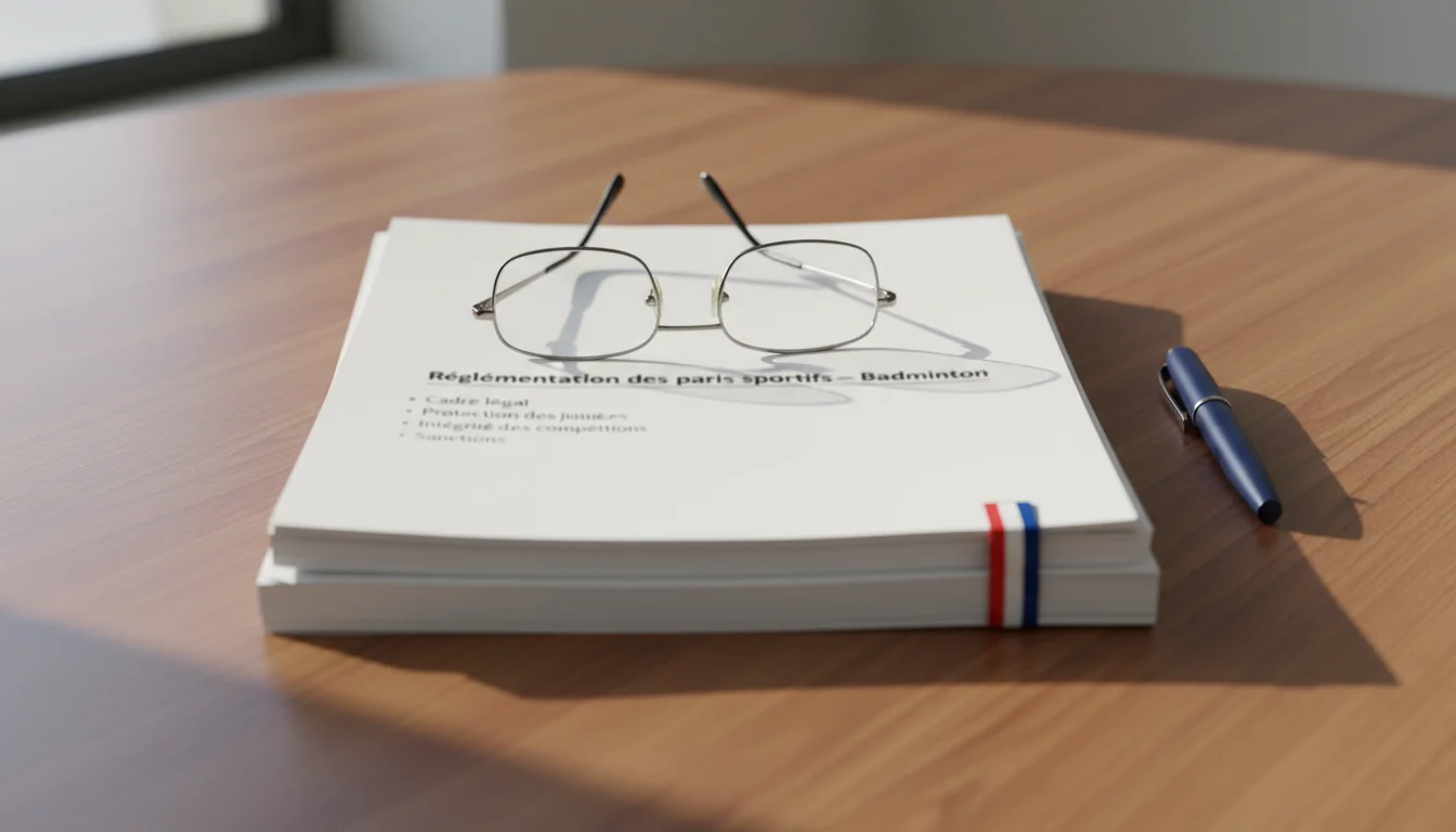 Document officiel de réglementation des paris sportifs sur un bureau