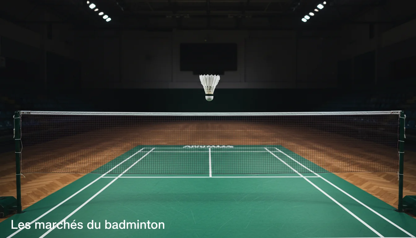 Types de paris au badminton avec volant et raquette sur un court